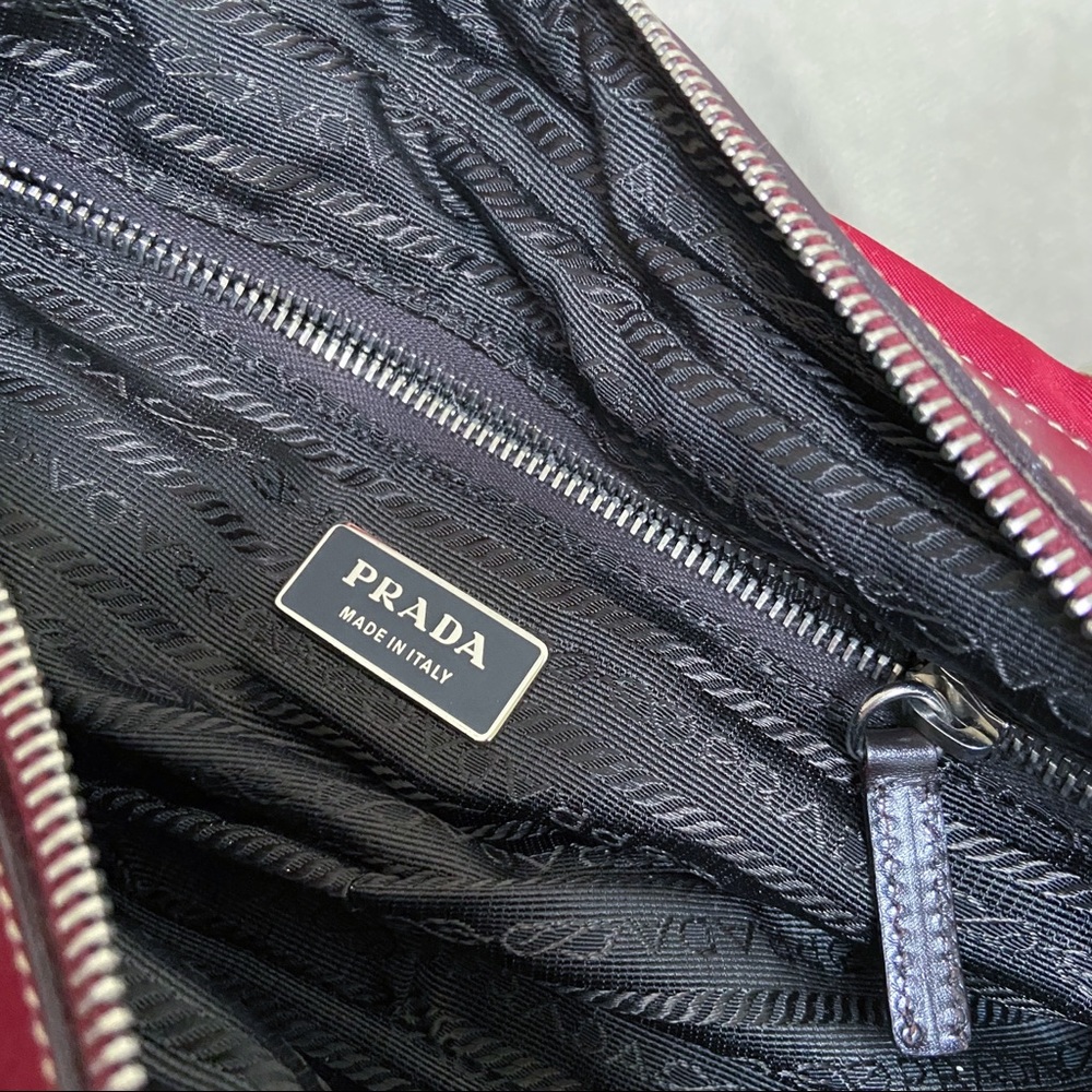 Prada Vintage Red Tessuto Tuc Handbag - Picture 11 of 13